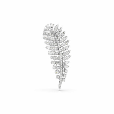 VIENNA:BROOCH FEATHER WHITE/RHS